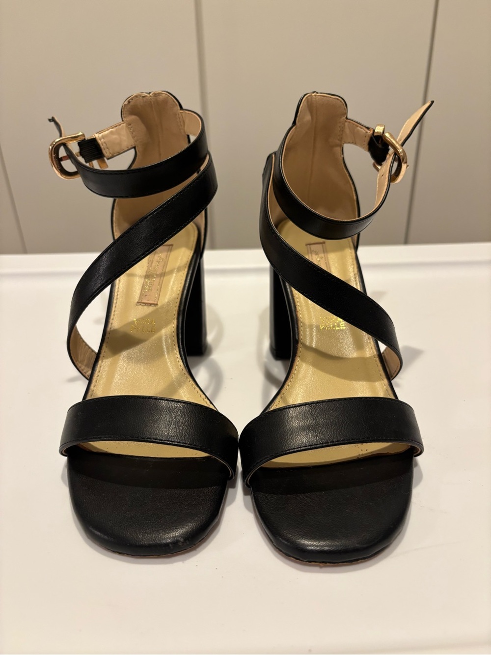 Black Strappy High Heel Sandals - Women